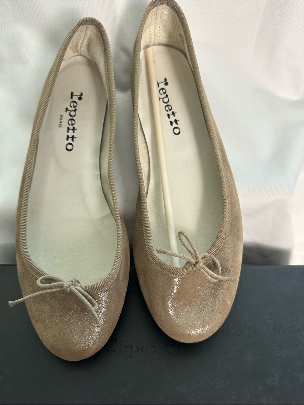 Repetto Paris Beige Silver Shimmer Ballet Flats EU 38